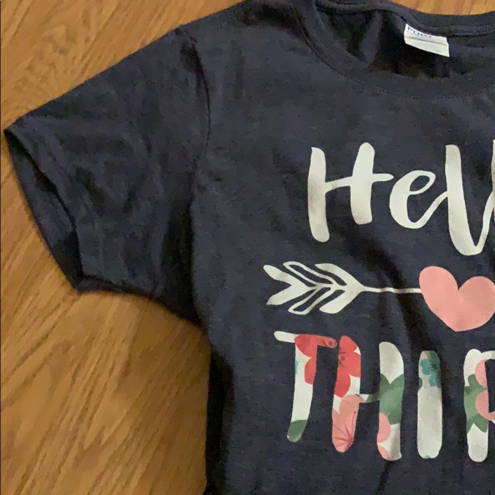 “Hello thirty” arrow floral print tee - Picture 2 of 4